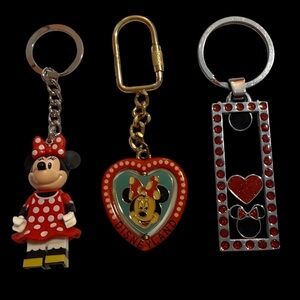 3 Minnie Mouse Key Chains Disney - Lego, others EUC